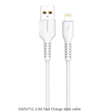 Дата кабель USB 2.0 AM to Lightning 1.0m 2.4A silicone white Denmen (DM-D42L-WH)