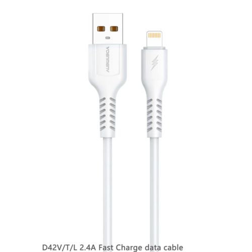 Дата кабель USB 2.0 AM to Lightning 1.0m 2.4A silicone white Denmen (DM-D42L-WH)