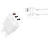 Зарядний пристрій XO 1xUSB QC3.0 18W + 2xUSB 2.4A + cable USB-C white (L72-TC-WH) - Зображення 1