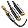 Кабель мультимедійний 3.5mm M to 2x3.5mm F 0.2m AV141 black Ugreen (30619) - Зображення 1
