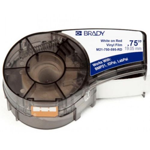 Лента для принтера этикеток Brady M21-750-595-RD vinyl, 19.05mm/6.4m. White on Red (M21-750-595-RD)