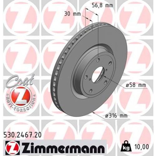 Гальмівний диск ZIMMERMANN 530.2467.20