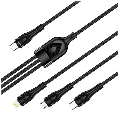 Дата кабель USB 2.0 AM to Lightning + Micro 5P + USB-C 1.2m 3.0A (PD60W data) Black ColorWay (CW-CBPDU3060-BK)