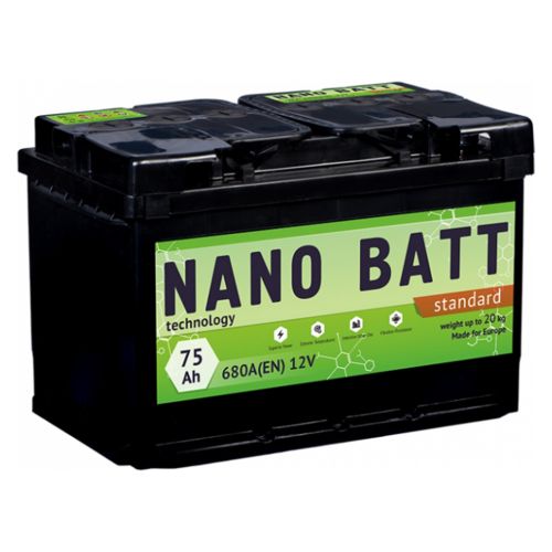 Аккумулятор автомобильный NANO BATT Standart 75A +прав (0) 680А