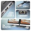 Концентратор AXAGON USBC to 2xUSBA + 1xUSBC + 2xHDMI + RJ45 + PD100W 0.15m gray (HMC-7HX2) - Изображение 2