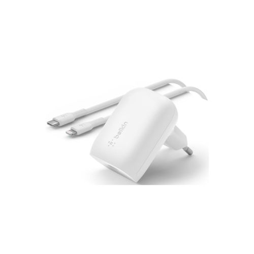 Зарядний пристрій Belkin Home Charger 30W PD PPS USB-С - Lightning 1m (WCA005VF1MWH-B5)