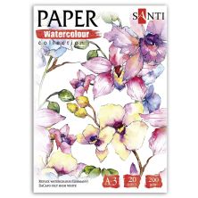 Бумага для рисования Santi набор для акварели Flowers, А3 Paper Watercolor Collection, 20 листов, 200г/м2 (130501)