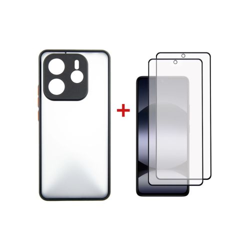 Чехол для мобильного телефона Dengos Kit Xiaomi Redmi Note 14 5G Matte + 2 pcs glass (Black) (DG-CTG2P-01)