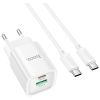 Зарядний пристрій HOCO C149A Charm 1xUSB-C PD30W + 1xUSB QC3.0 + cable USB-C to USB-C White (6942007630351) - Зображення 1