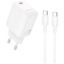 Зарядний пристрій BOROFONE BN28 Fuente USB-C PD30W + cable USB-C to USB-C White (6941991120312)