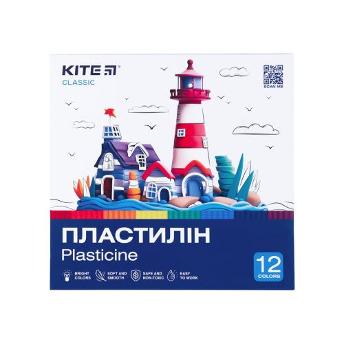 Пластилин Kite Classic 12 цветов, 240 г (K-1086)