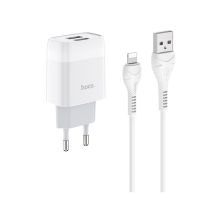 Зарядний пристрій HOCO C73A Glorious 2xUSB + cable USB to Lightning White (6931474713056)