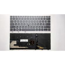 Клавиатура ноутбука HP EliteBook 830 G5 черная с серебр рамкой ТП и подсв (A46156)