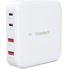 Зарядний пристрій Choetech GaN 2 USB-A / 2 USB-C 100W QC3.0/PD/PPS (PD8008-EU-WH)