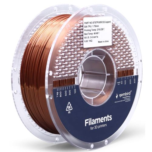 Пластик для 3D-принтера Gembird TPU Silk, 1.75 мм, copper (3DP-STPU1.75-01-CO)