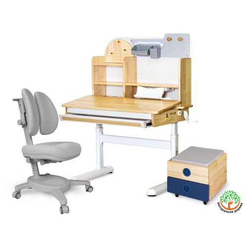 Парта з кріслом Mealux Timberdesk S (парта+кресло+тумба) (BD-685 S+ box BD 920-2 BL+Y-115 G)