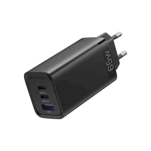 Зарядний пристрій Vention 3xUSB 65W (2xUSB-C+USB-A) PD3.0+QC4.0 black (FEDB0-EU)