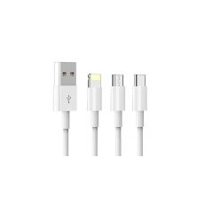 Дата кабель USB 2.0 AM to Lightning + Micro 5P + Type-C 1.0m D22E White Denmen (DM-D22E-WH)