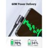 Дата кабель USB-C to USB-C 0.5m 3A 60W 90° corner US255 black/gray Ugreen (50122) - Зображення 1