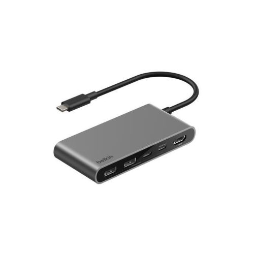 Концентратор Belkin USB-C 5-in-1 2xUSB 3.0 + USB-C + PD + HDMI 2.0 4K60Hz gray (AVC022HQSGY)
