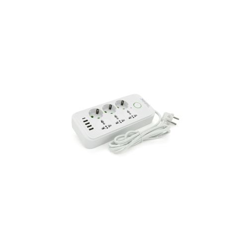 Сетевой фильтр питания Voltronic F07U, 6 роз (3 EU+3 Universal), 4USB White (F07U-White)