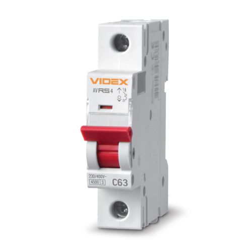 Автоматический выключатель Videx RS4 RESIST 1п 63А С 4,5кА (VF-RS4-AV1C63)