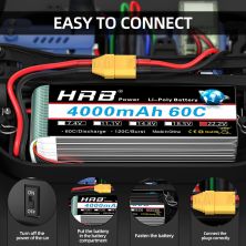 Аккумулятор для дрона HRB_ Lipo 6s 22.2V 4000mAh 60C Battery XT60 Plug (HR-4000MAH-6S-60C-XT60)