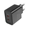 Зарядное устройство HOCO N35 Streamer 2xUSB-C PD45W GaN Black (6931474797193) - Изображение 1