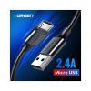Дата кабель USB 2.0 AM to Micro 5P 3.0m 2A US289 black Ugreen (60827) - Зображення 1
