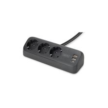 Сетевой фильтр питания Digitus 3 розетки, 2xUSB-A, 1xUSB-C,1.5м, Black (DA-70625)