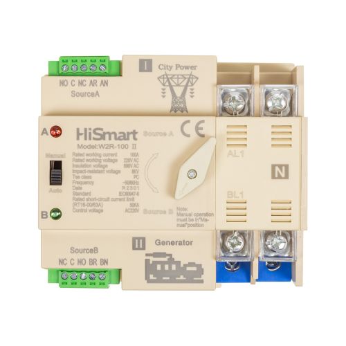 Автоматический выключатель HiSmart W2R-2P 220V 100A (HS082482)