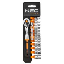 Набір головок Neo Tools 14шт, 1/4, тріскачка 90 зубців, CrV (10-000)