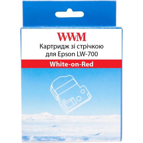 Стрічка для принтера етикеток WWM для Epson LW-700 24mm х 8m White-on-Red (WWM-SD24R)