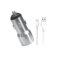 Зарядний пристрій XO TZ09 2.4A/2 USB + cable Type-C Grey (XO-TZ09T-GR)