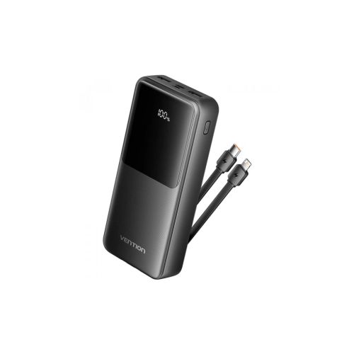 Батарея универсальная Vention 20000mAh 22.5W 3A PD, Built-in USB-C+Lightning Cables, Black (FHPB0)