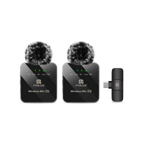 Микрофон Puluz для телефону приймач Type-C і два мікрофони Black (PU648B)