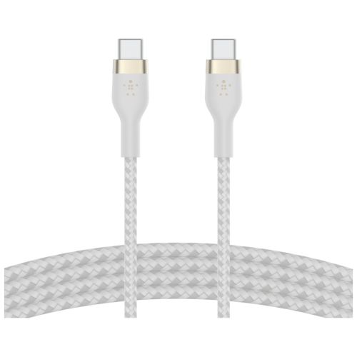 Дата кабель USB-C to USB-C 1.0m BRAIDED SILICONE white Belkin (CAB011BT1MWH)