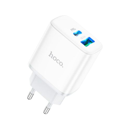 Зарядное устройство HOCO C105A Stage 1xUSB-C PD20W + 1xUSB QC3.0 White (6931474782946)