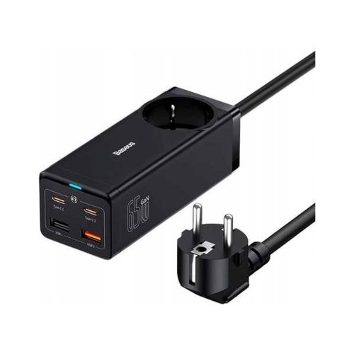 Зарядное устройство Baseus AC + 2xUSB-C 65W + 2xUSB black (PSZM000901)