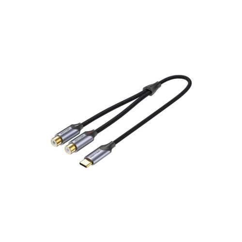 Кабель мультимедийный USB-C M to 2xRCA F 0.5m black Vention (BGVHD)