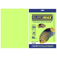 Бумага Buromax А4, 80g, NEON green, 20sh (BM.2721520-04)