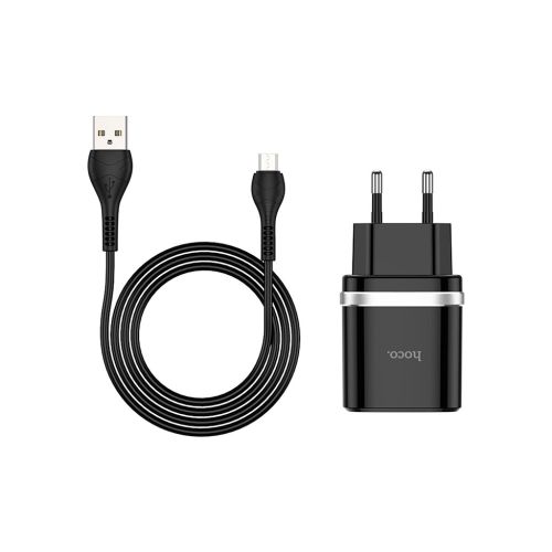 Зарядний пристрій HOCO C12Q Smart USB QC3.0 + cable Micro 18W Black (6931474716279)