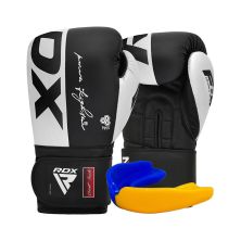 Боксерские перчатки RDX F4 Boxing Sparring Gloves Hook & Loop White/Black 10 унцій (BGR-F4B-10OZ)