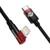 Дата кабель USB-C to Lightning 1.0m 20W 90° corner black/red Baseus (CAVP000220) - Зображення 1