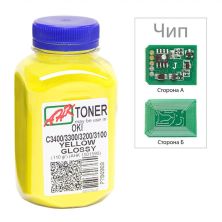 Тонер OKI C3400/3300, 110г Yellow+chip AHK (1502697)