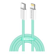 Дата кабель USB-C to Lightning 1.0m 27W green ColorWay (CW-CBPDCL061-G)