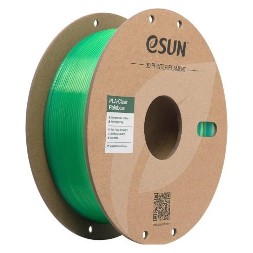 Пластик для 3D-принтера eSUN PLA Clear Rainbow 1,75mm 1kg Transl BLUE GREEN (PLA-CLRB175T-UG1P1)