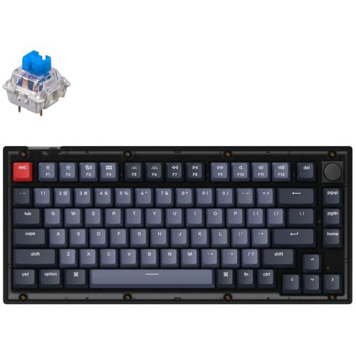 Клавіатура Keychron V1 84 Key QMK Gateron G PRO Blue Hot-Swap RGB Knob Frosted Black (V1C2_KEYCHRON)