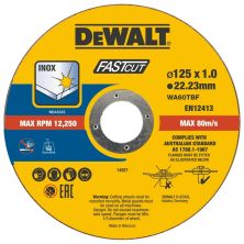 Круг відрізний DeWALT FASTCUT, нержавіюча сталь/листовий метал, 125x1x22, 23 мм, 100 шт (DT20540)