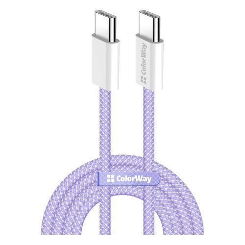 Дата кабель USB-C to USB-C 1.0m 60W 3.0А purple ColorWay (CW-CBPDCC061-PU)